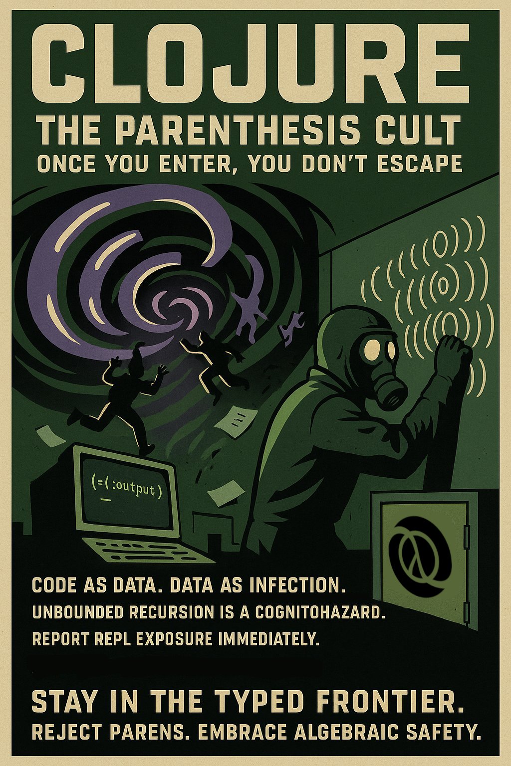 Clojure - The Parenthesis Cult Poster